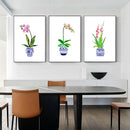 Watercolour flower vase nordic wall art for interior decor