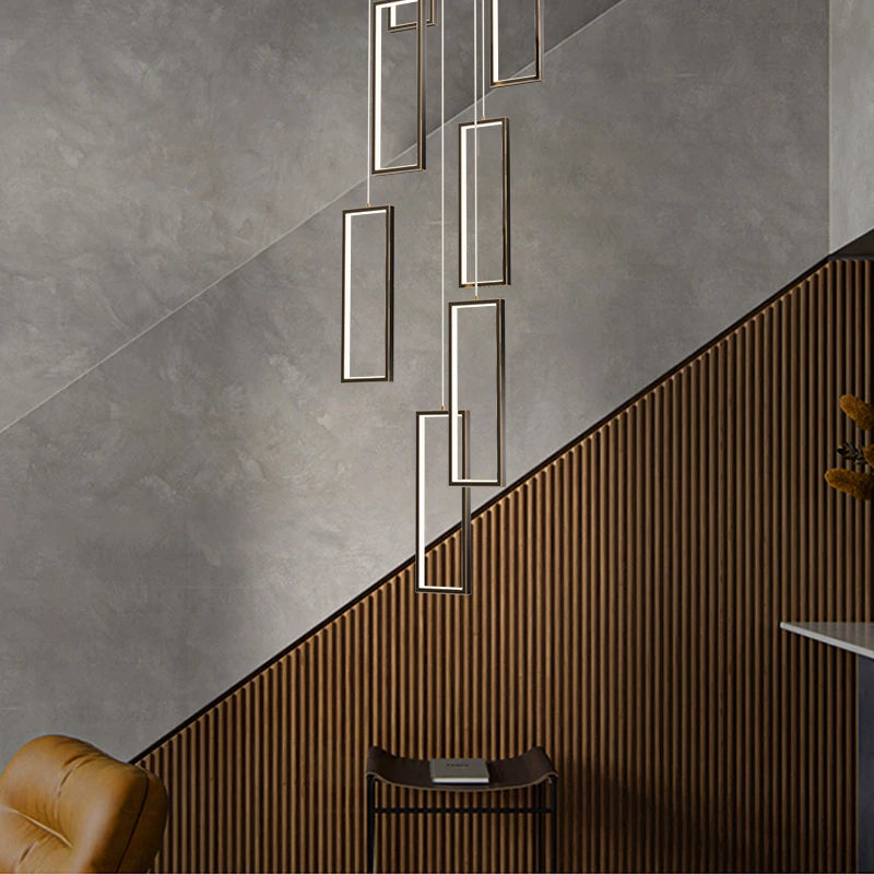 Modern copper chandelier with elegant LED lighting design