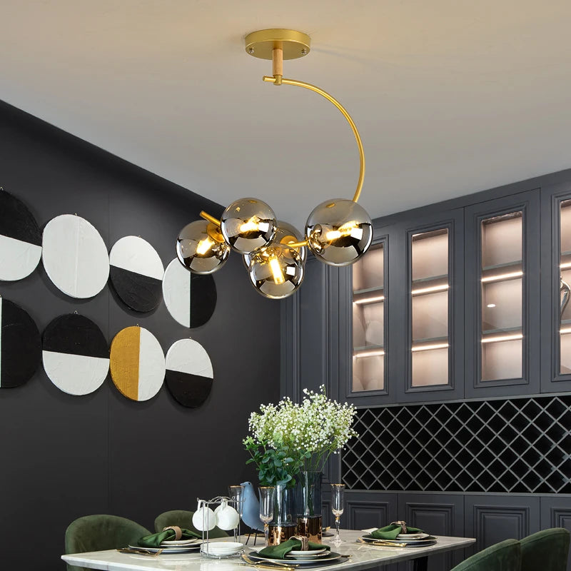 Nordic glass ceiling light with multicolour shade for indoor decor - vue 3 sur 9