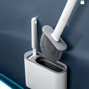 Silicone toilet brush set with wall-mounted holder cleaning accessories