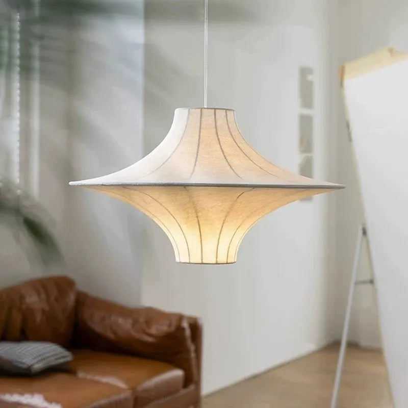 Minimalist wabi sabi silk chandelier with integrated LED