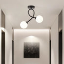 Black and gold glass ceiling light for hallway, balcony, entryway, cloakroom