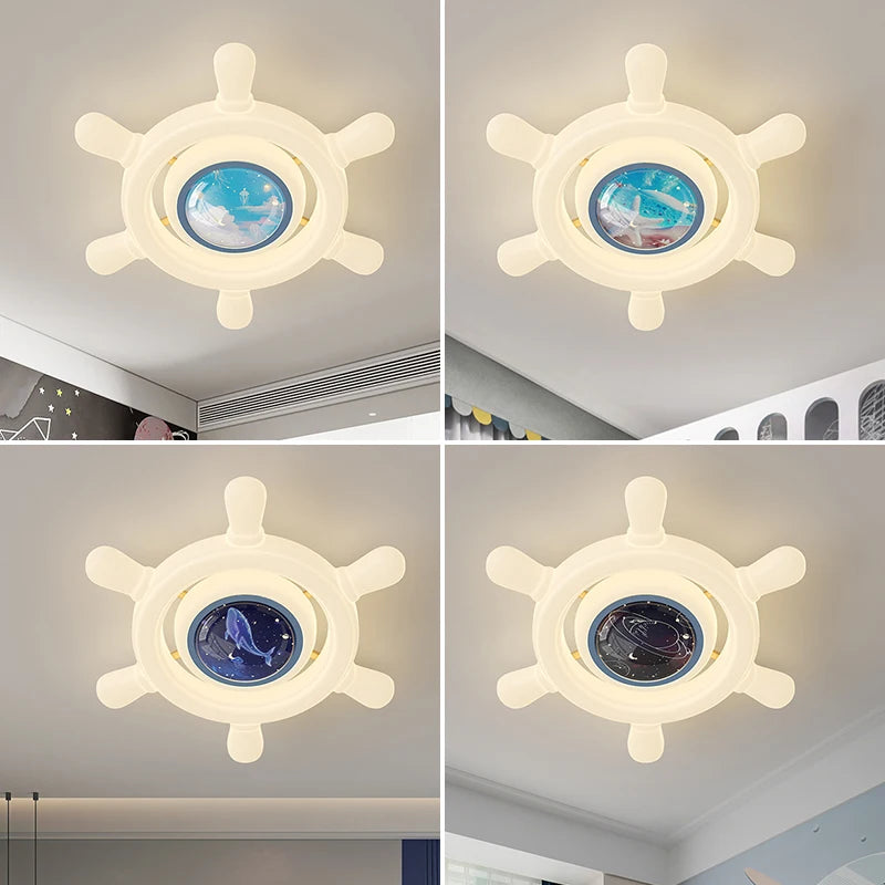 Creative whale and jellyfish ocean ceiling light for boys' children's room