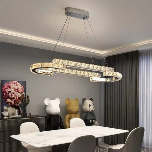 Nordic crystal stainless steel mirror LED chandelier for indoor use - vue 4 sur 12