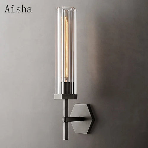 American luxury LED wall light with crystal and gold metal shade - vue 4 sur 11