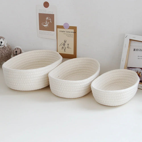 woven cotton rope storage baskets for toys and clothes - vue 5 sur 9