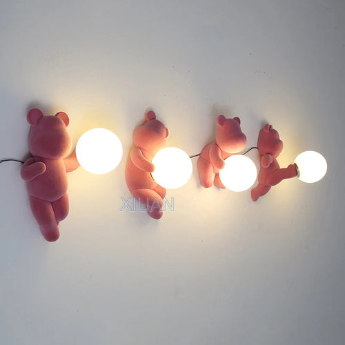 Resin and glass bear wall light for children - vue 5 sur 18