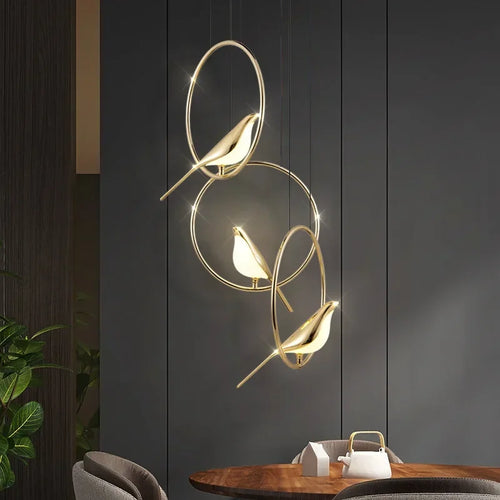 Led chandelier bird art loft original design decoration - vue 4 sur 18