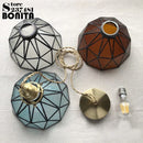 Pure glass pendant light with wave copper design