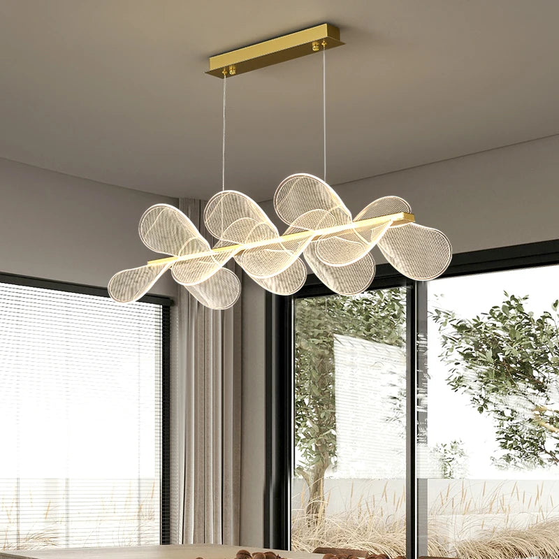 Acrylic chandelier with gold ring and dimmable light direct delivery