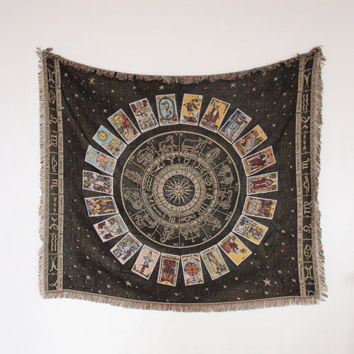 Bohemian landscape motif throw blanket for sofa