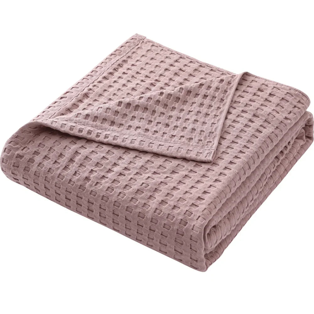 Lightweight waffle cotton bedspread for all seasons living room bedroom
