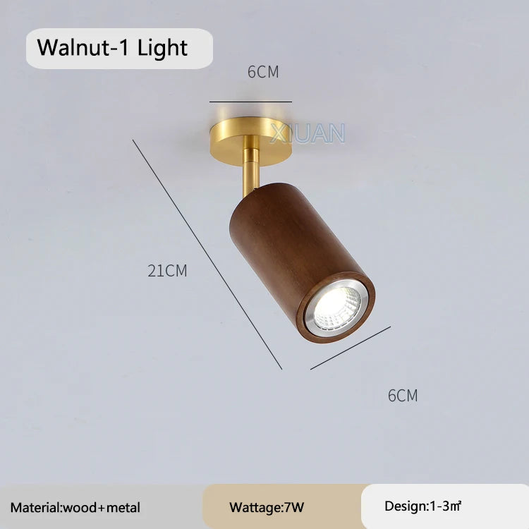 Adjustable wooden ceiling spotlight for hotel and shop