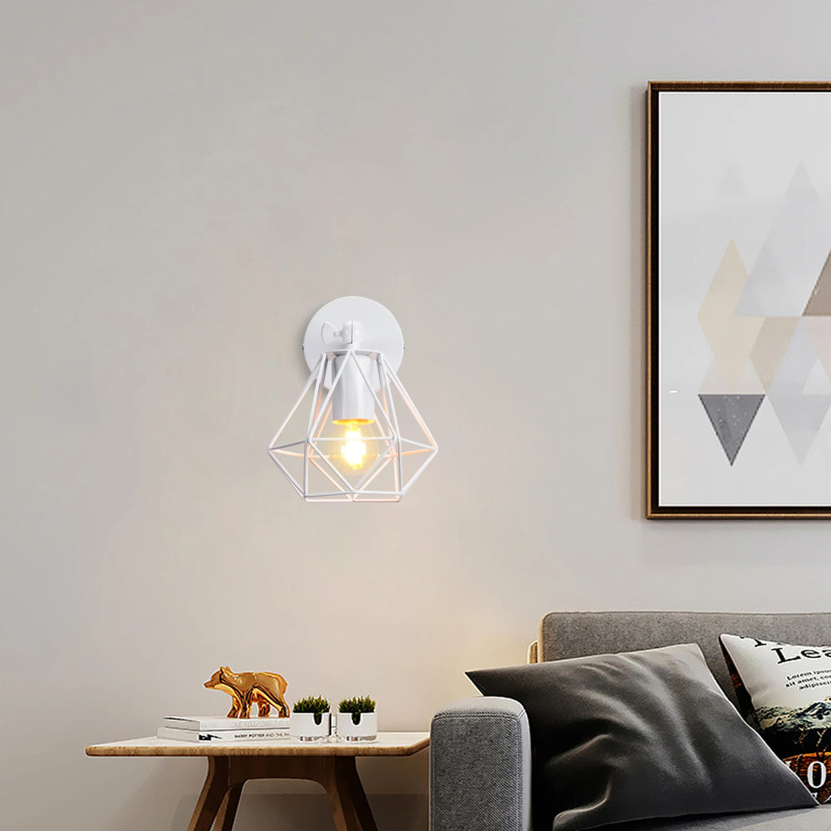 Industrial loft vintage cage LED wall light - vue 5 sur 10