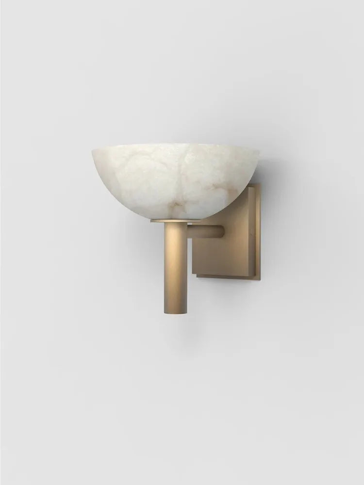 Circular marble and copper wall light in modern antique style