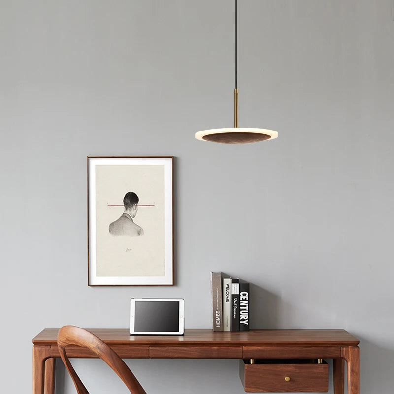 Chinese style black walnut wood pendant light for bar and restaurant