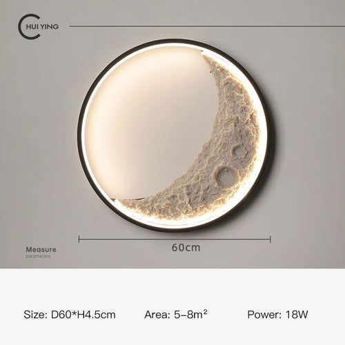 Decorative dimmable LED moon wall light