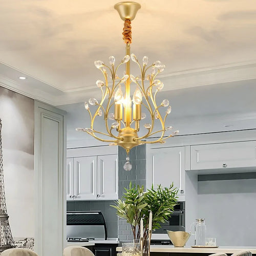 Vintage crystal chandelier with four arms for elegant lighting - vue 4 sur 8