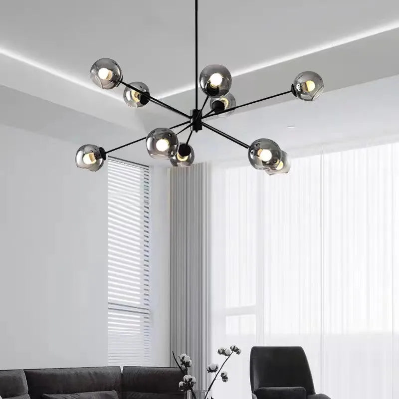 lustre industriel rétro en verre pour décoration intérieure - vue 3 sur 7