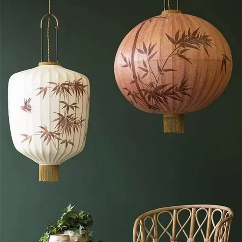 Japanese fabric chandelier medieval zen style for interior decoration