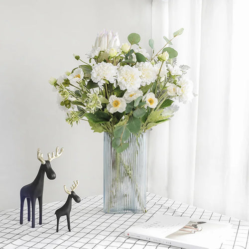 Artificial Sweet Three-Headed Peony Flower, Wedding Decoration, Simulation Peony Flower, Living Room and Office Decoration - vue 3 sur 9