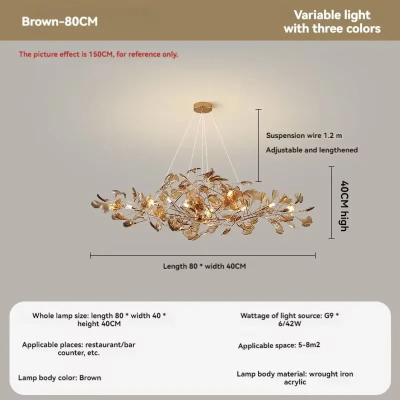 Artpad Nordic romantic chandelier with acrylic leaves for the home - vue 16 sur 21