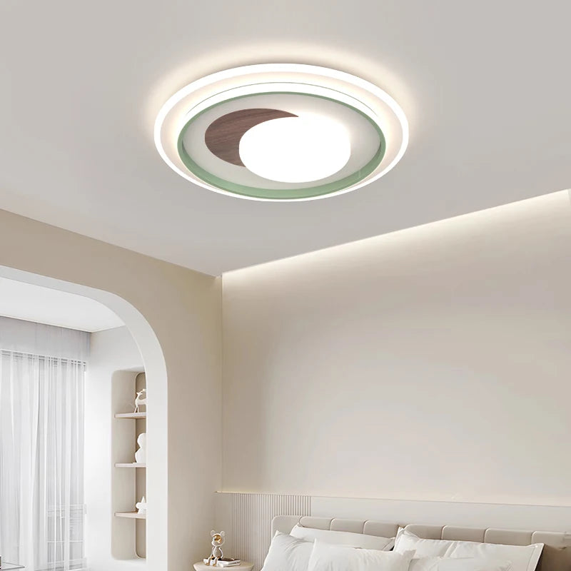 Ultra-slim French mango wood ceiling light with full eye protection - vue 4 sur 14