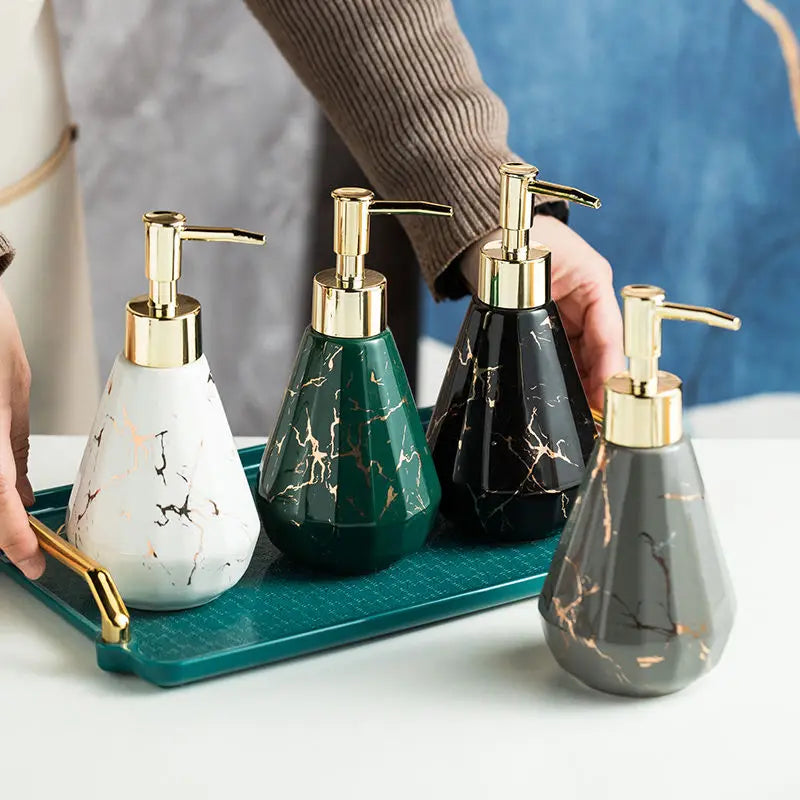 marbled ceramic bottle with diamonds for decorative storage