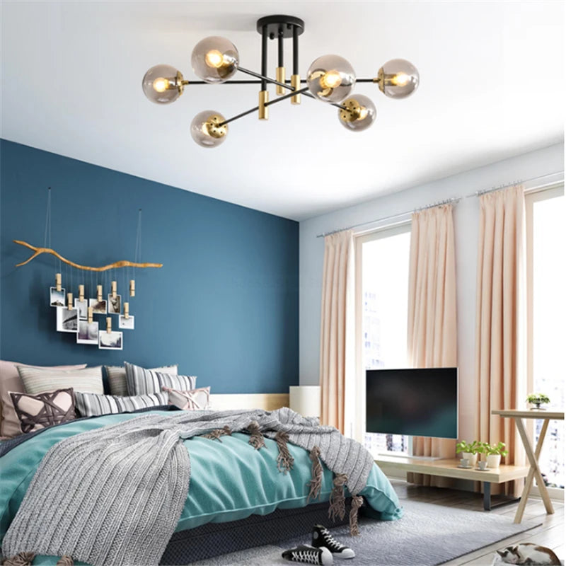 Modern Nordic LED chandelier with glass balls