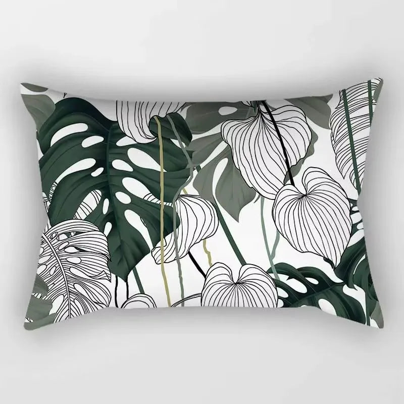 Rectangular cushion cover with tropical flower pattern 30 x 50 cm