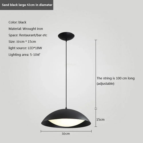 Modern minimalist iron pendant light for interiors - vue 9 sur 10