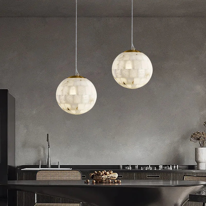 Luxury natural marble spherical pendant chandelier