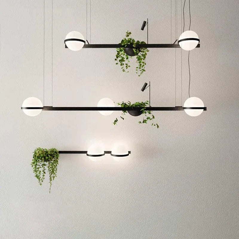 Modern diy LED chandelier with flower pot for celestial garden