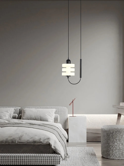 Elegant modern black and white glass chandelier - vue 4 sur 7