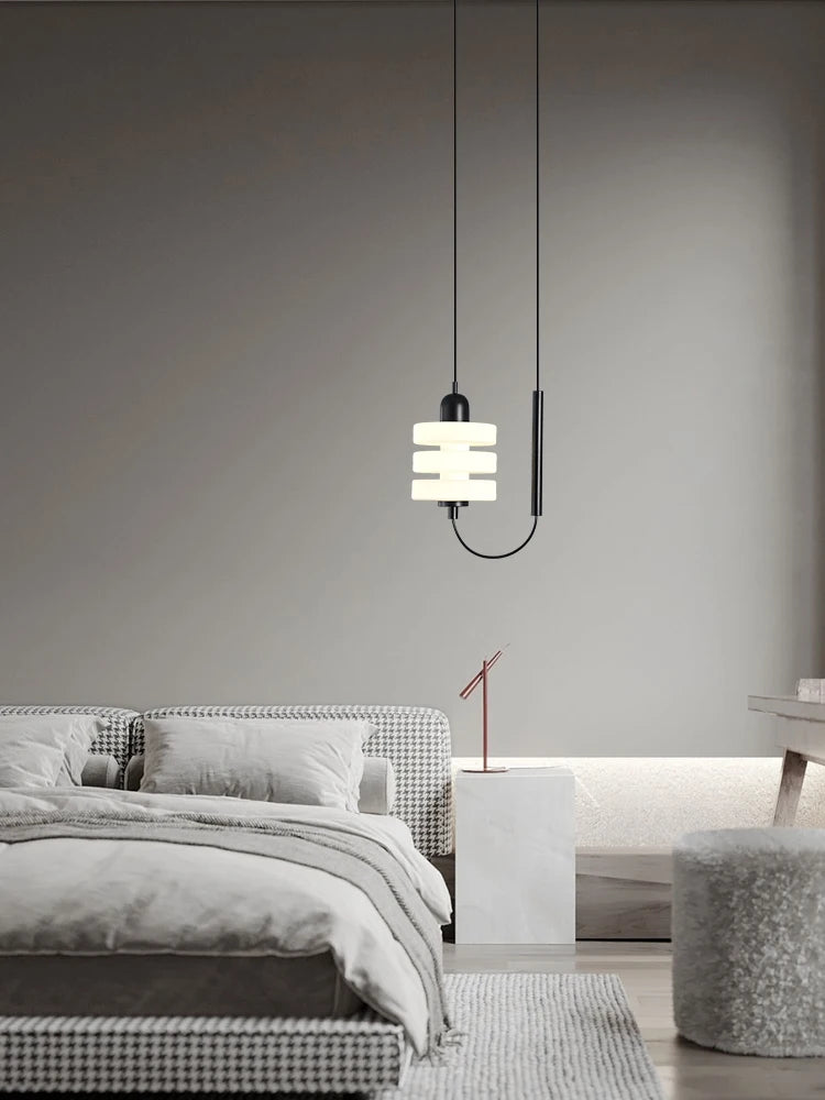 Elegant modern black and white glass chandelier - vue 3 sur 7