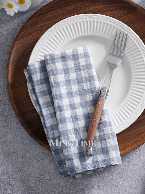 Serviette de table vichy coton style champetre reutilisable - vue 7 sur 7