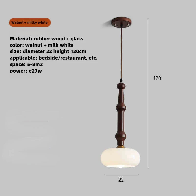 Rubber wood and glass pendant light for modern interiors - vue 10 sur 10