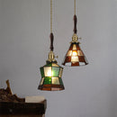 Luxury antique glass and brass pendant chandelier