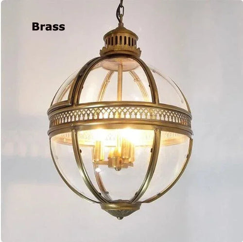 Retro spherical chandelier in iron and glossy glass - vue 11 sur 11
