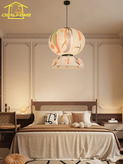 Japanese wabi-sabi rice paper pendant light for elegant interiors - vue 5 sur 6