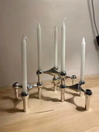Metal candle holder with molecular design for modern decor