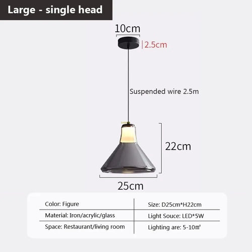 Multi-head glass pendant light for modern interiors - vue 12 sur 23