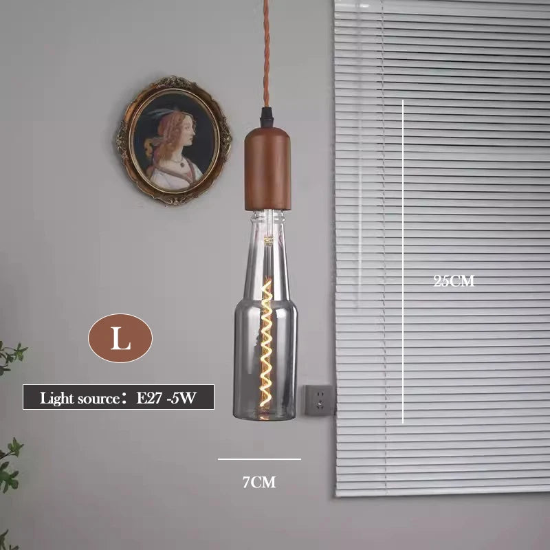 Retro art glass chandelier with solid wood for interior decoration - vue 10 sur 25