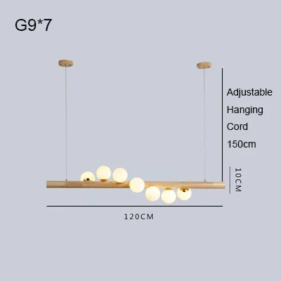 Modern walnut wood and glass chandelier for an elegant interior - vue 13 sur 13