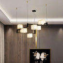 Modern white marble LED pendant ceiling light, contemporary decorative style, ideal for villas