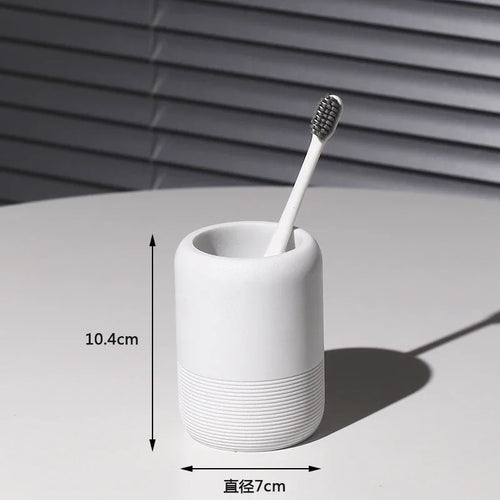 modern bathroom accessory set made of sand and gravel - vue 17 sur 18