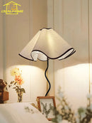 Modern floor lamp with nordic floral fabric shade
