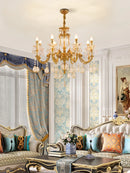 Modern LED crystal and copper chandelier