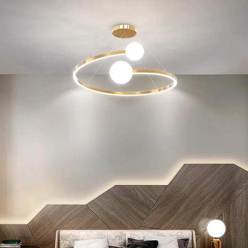 lustre nordique simple anneau led décoratif intérieur - vue 3 sur 8