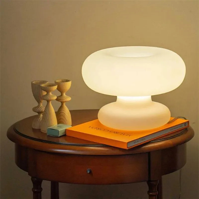 Glass mushroom table lamp for interior decoration